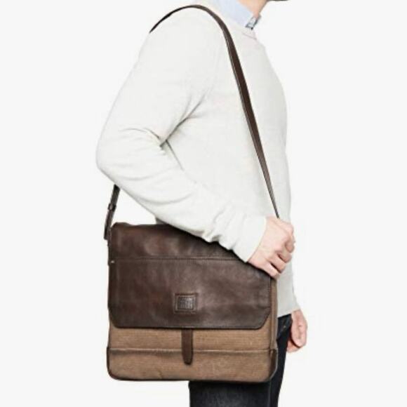 FRYE Men's Ethan Messenger bag flap crossbody leather canvas SOLD OUT style - Picture 16 of 16